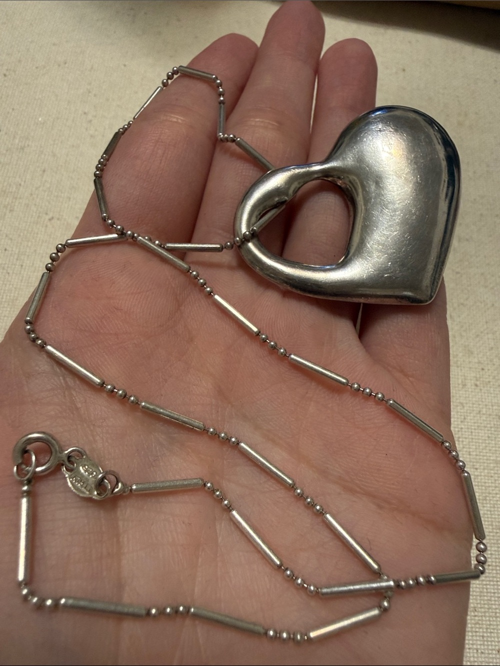 Sterling Silver 925 Handcrafted Heart Pendant Necklace 18’ inch